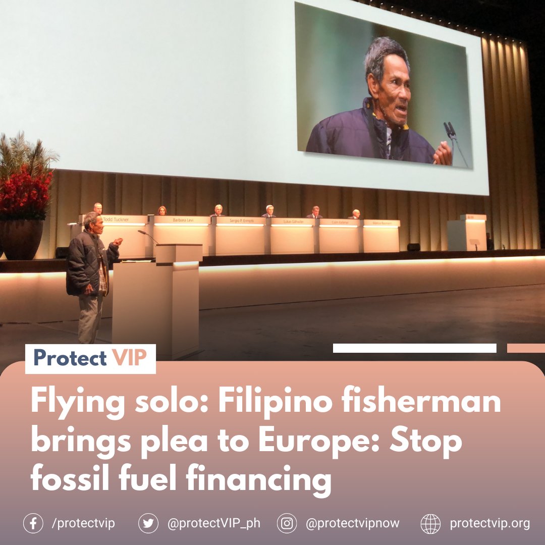 A fisherman from Batangas, a province south of the Philippine capital, flew thousands of miles away from home on his own to personally call on European banks to divest from environmentally destructive fossil fuel projects in his country.