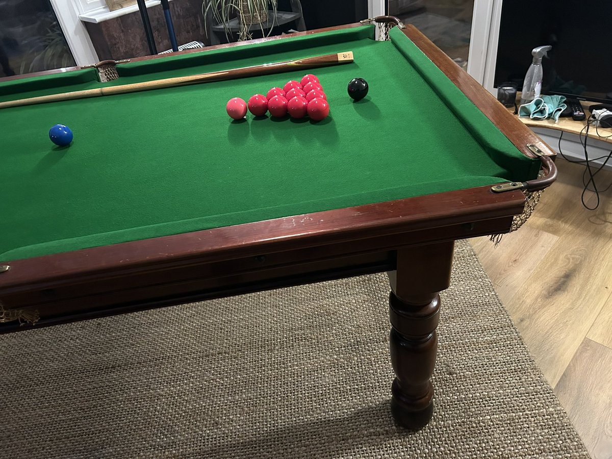 Got a bit distracted from mastering the new album coz I’ve just bought a slate bed snooker table. It’s awesome. Made in 1911. It’s been reclothed and has a new set of balls. £400 bargain. 🎱 👍👍