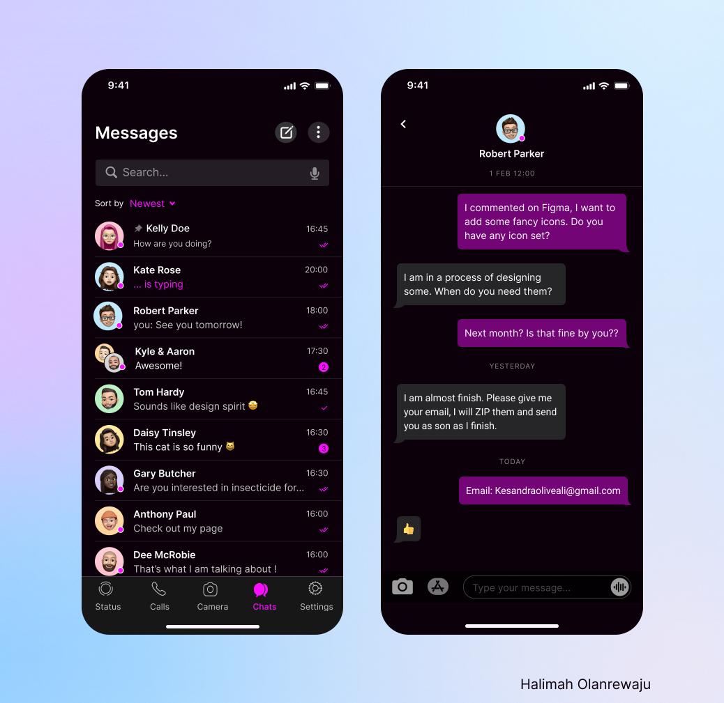 Here's my Day 1 design: Chat interface and Message Thread for a Messaging app

#UXFoundry #30daysdesignchallenge #uxdesign #uidesign #uiuxdesign #productdesign