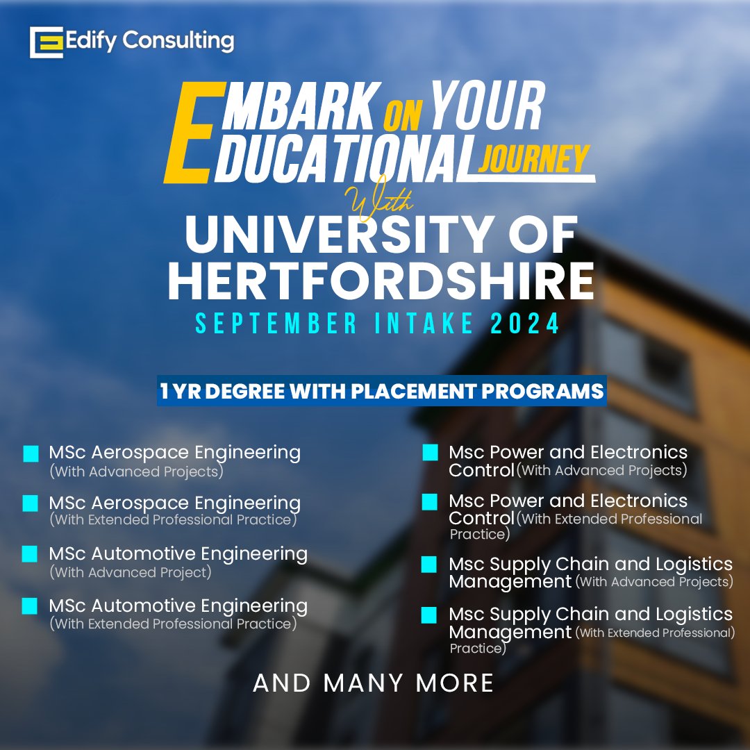 Your path to success starts at the University of Hertfordshire! 🚀 Experience modern facilities and industry connections with #HertsCampus 

#lahore #studyinuk #studyabroad