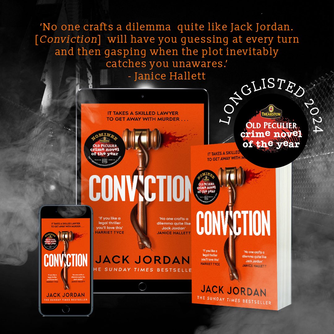 I can’t believe I get to say this… #CONVICTION has been longlisted for the Theakston Old Peculier Crime Novel of the Year! 🤯💥 

I am so shocked and honoured. 🧡What a phenomenal list! If you enjoyed CONVICTION and think it deserves your vote to get into the next round, you can