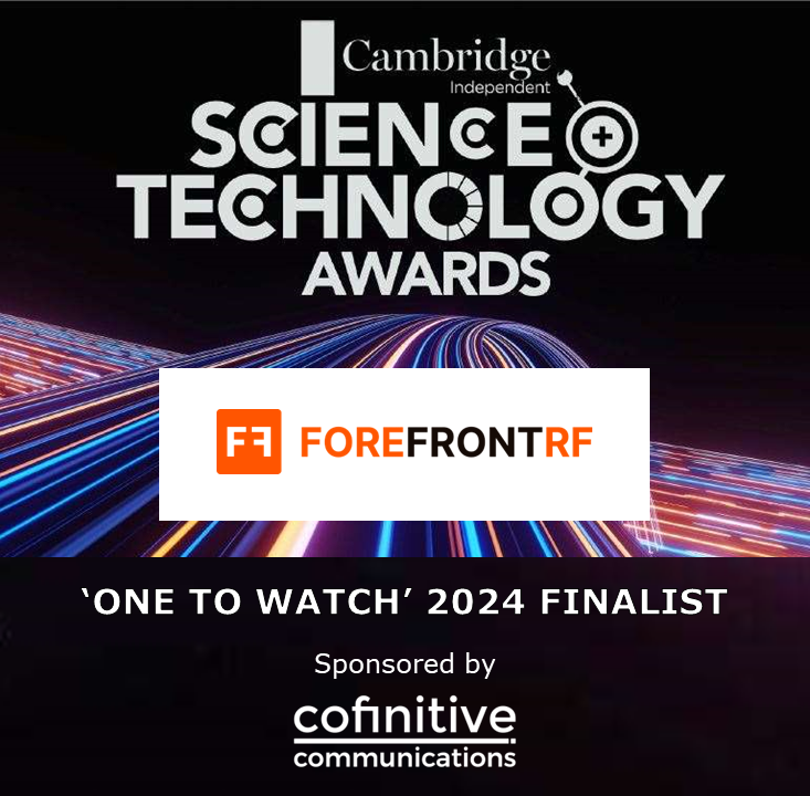 .@CambridgeIndy #SciTechAwards One to Watch Award finalist @ForefrontRF is spearheading a new approach to RFFE designs architectures in smartphones and wearables by replacing fixed frequency filters with a tunable alternative to reduce space, weight and cost