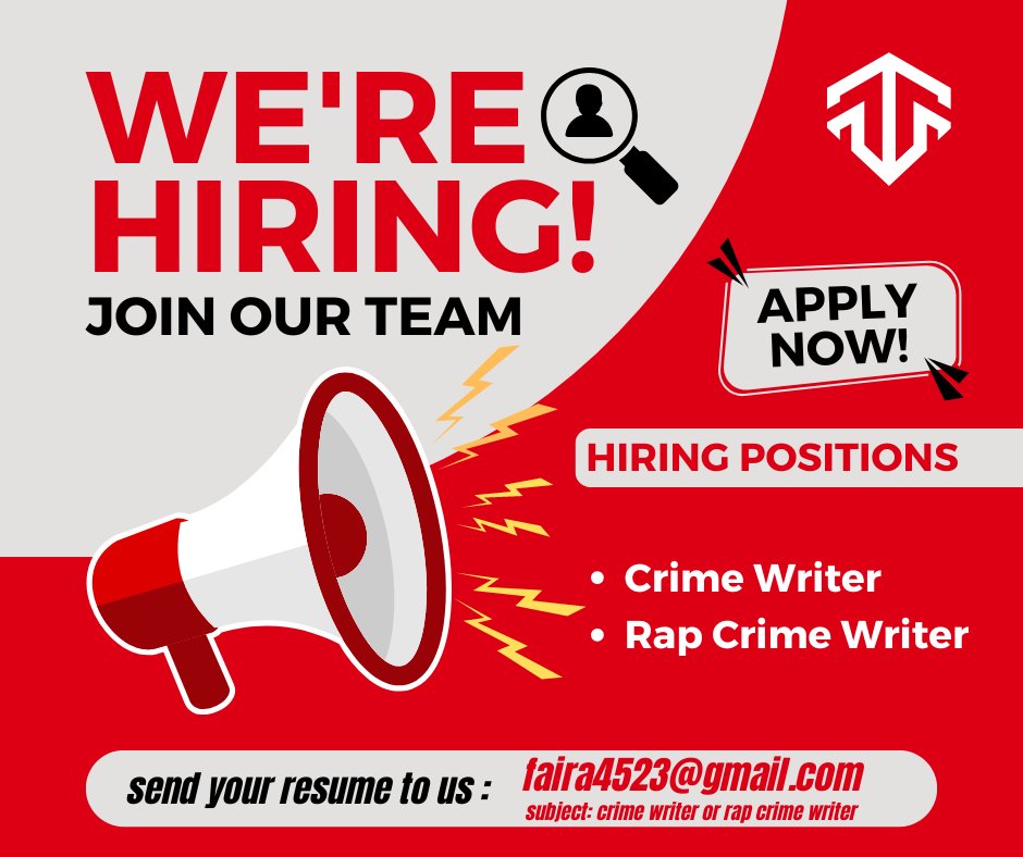 Looking for crime writers!

#crimewriter #hiring #youtube #youtubecrime #urgenthiring