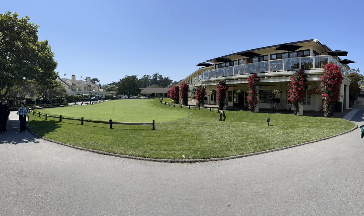 The practice putting area at @PebbleBeachGolf has its own mini shopping center essentially.  Super cool