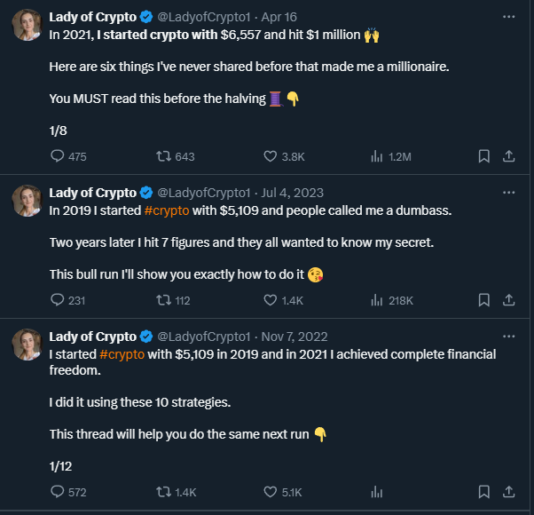 FitzoCrypto's tweet photo. Can someone explain to me how the like of Lady of Crypto , One of the worst grifters and scammers in the space with over 30 rugs and counting has managed to enter #crypto for the first time 3 times 😂

Then explain how a dumb ass like her has turned 5-6K starting accounts into millions 3 times 😂

Then explain why are people following her when you have ourselves at the FC bringing you REAL ALPHA 

This space is a mess 

She has blocked me long time ago but lets get her attention 

Get her against me for 1 straight month with 1K starting account and lets see who has the best PnL at the end of the month 

And no she can't shill her rug pulls to generate profits she has to go against me within the actual market not scammer our followers 

But come on people give your head a wobble if you are following these type of scammers 

#bitcoin #BTC #Bullrun2024
