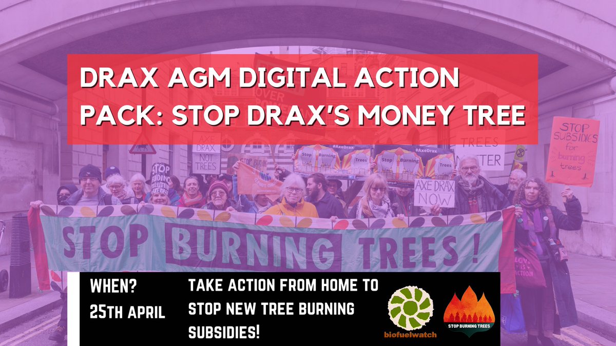 🔥This morning, the world's biggest tree burner, Drax, is holding its AGM in London to celebrate record profits from burning trees, polluting communities & ripping off bill payers! 🔥🌳🔥 Please take action online to end subsidies for Drax's tree burning: tinyurl.com/3wjvzbkm