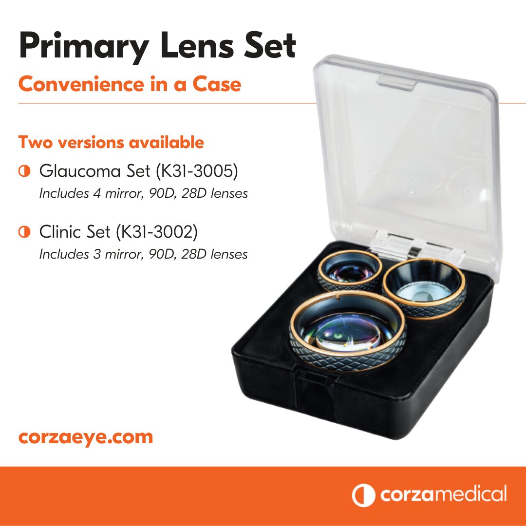 We are highlighting our new Primary Lens Set - a complete set of the most frequently used lenses in a compact and convenient carrying case. There are two versions of the Primary Lens Set available: a Glaucoma Set (K31-3005) and a Clinic Set (K31-3002).​ bit.ly/3QmEuFF