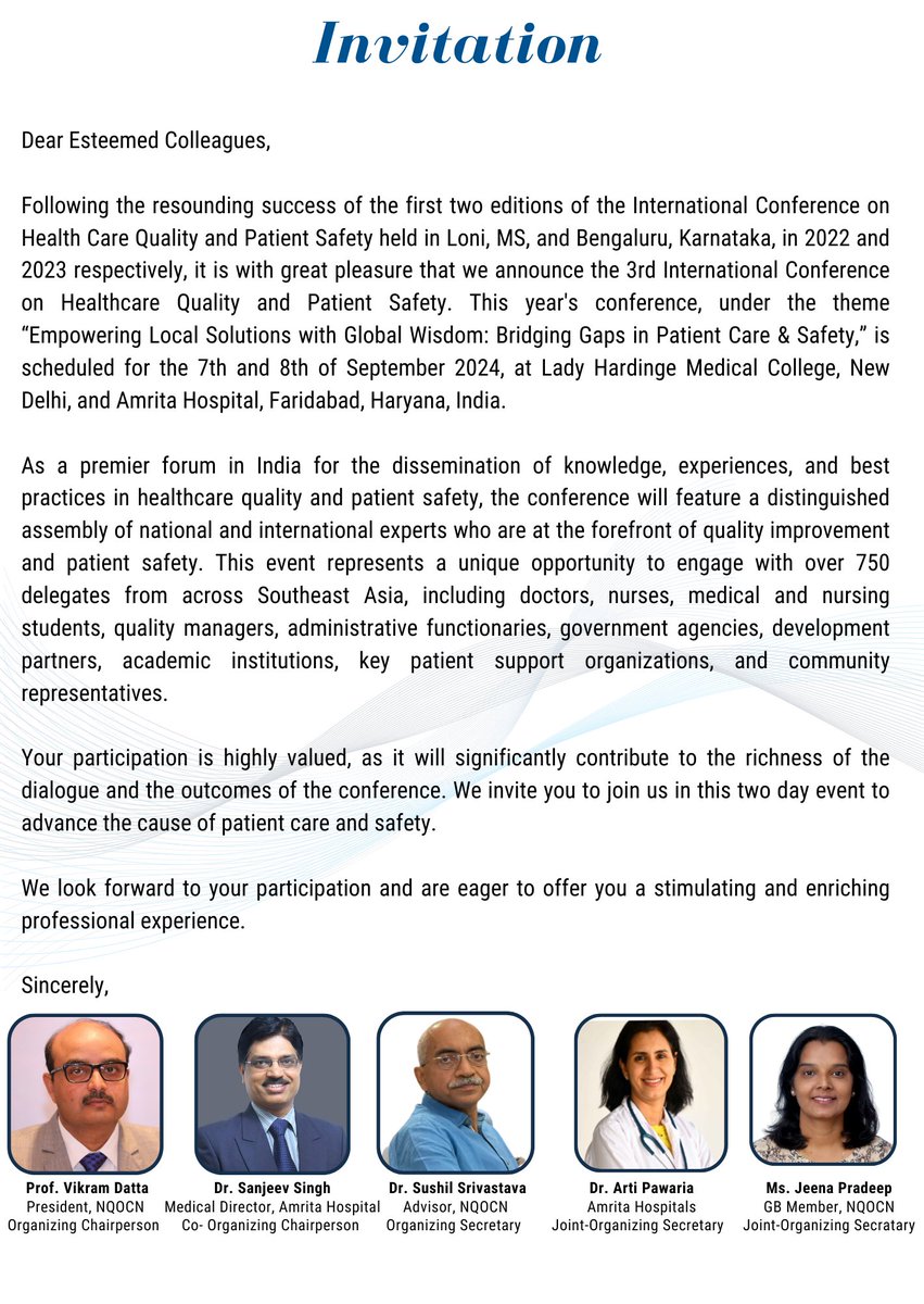 nqocnindia's tweet photo. Join us at NQOCN's 3rd Annual Conference on
7-8 Sept. 2024 at Lady Hardinge Medical College, Delhi &amp; Amrita Institute of Medical Sciences, Faridabad

Theme: “Empowering Local Solutions with Global Wisdom: Bridging Gaps in Patient Care &amp; Safety”

Click here-https://t.co/fNW1kycCn7 https://t.co/c6nxKuTU1F