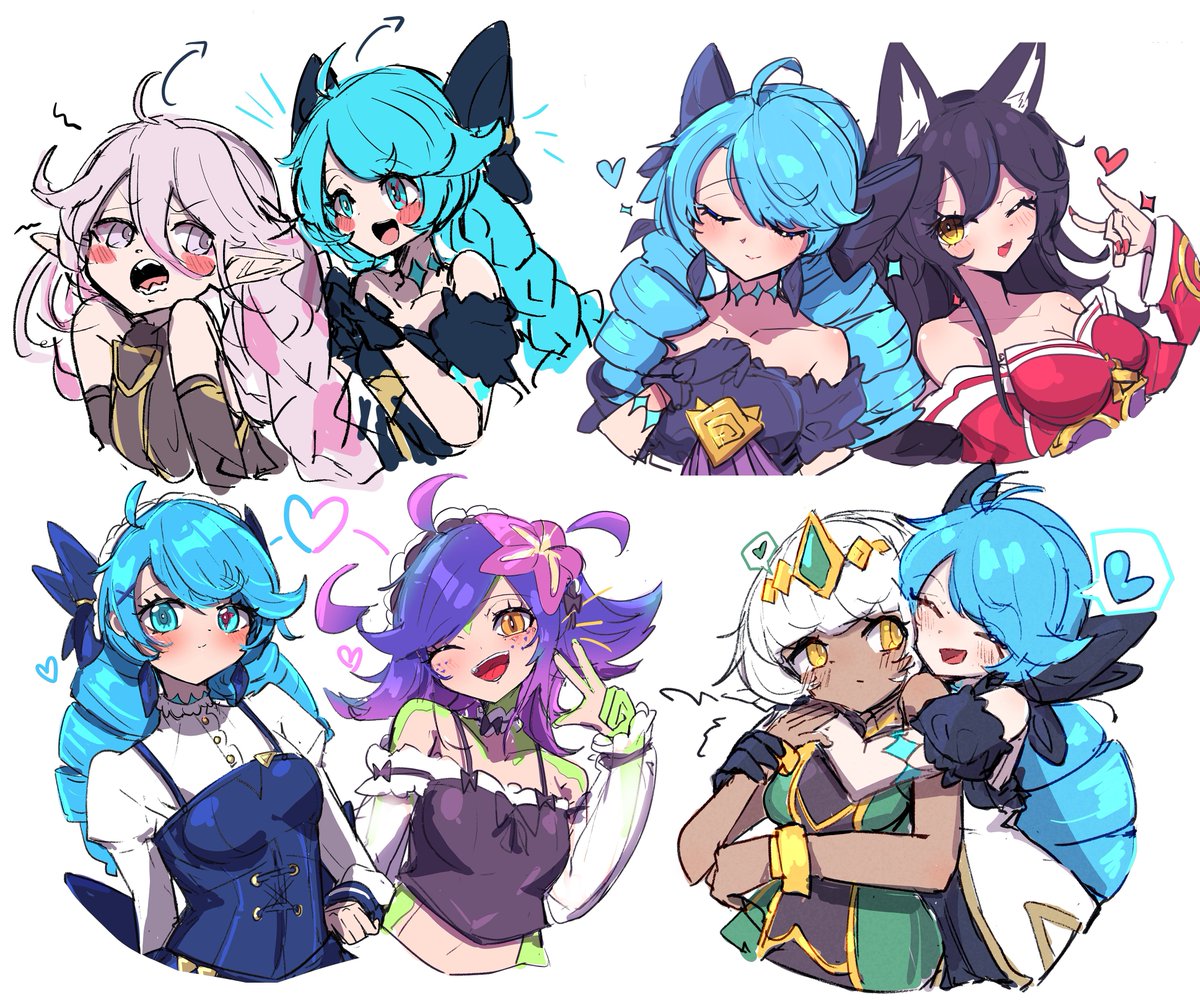 Ahri ,グウェン(lol) 「duo絵 女の子二人の絵好きなんだよね」|🎨もなかんのイラスト