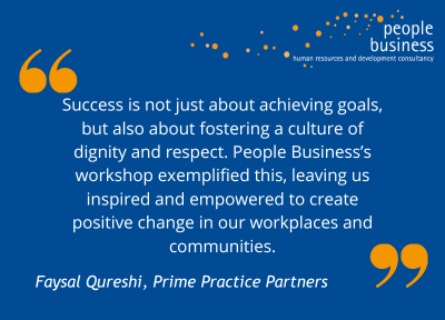 PeopleBusiness1's tweet image. We regularly run #workshops and training sessions on a wide range of topics for our clients.  This quotation from our client at Prime People Practices shows how our workshop on #DignityAndRespect packed a punch and truly inspired.
Read the full #CaseStudy peoplebusiness.co.uk/portfolio-item…