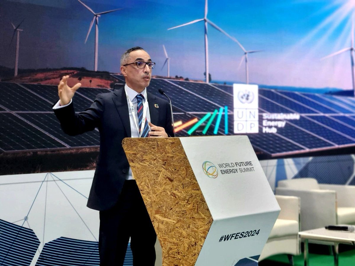 Today at the @WFES , I spoke on the imperative of partnership to accelerate private sector investment in just #energy transition. UNDP supports #derisking and leveraging clean energy investments through multi-stakeholder partnerships. #EnergyForDevelopment