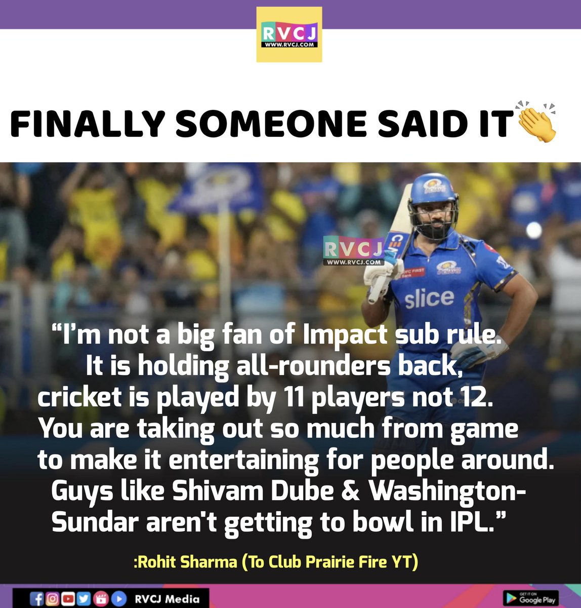 Rohit Sharma on Impact Player Rule