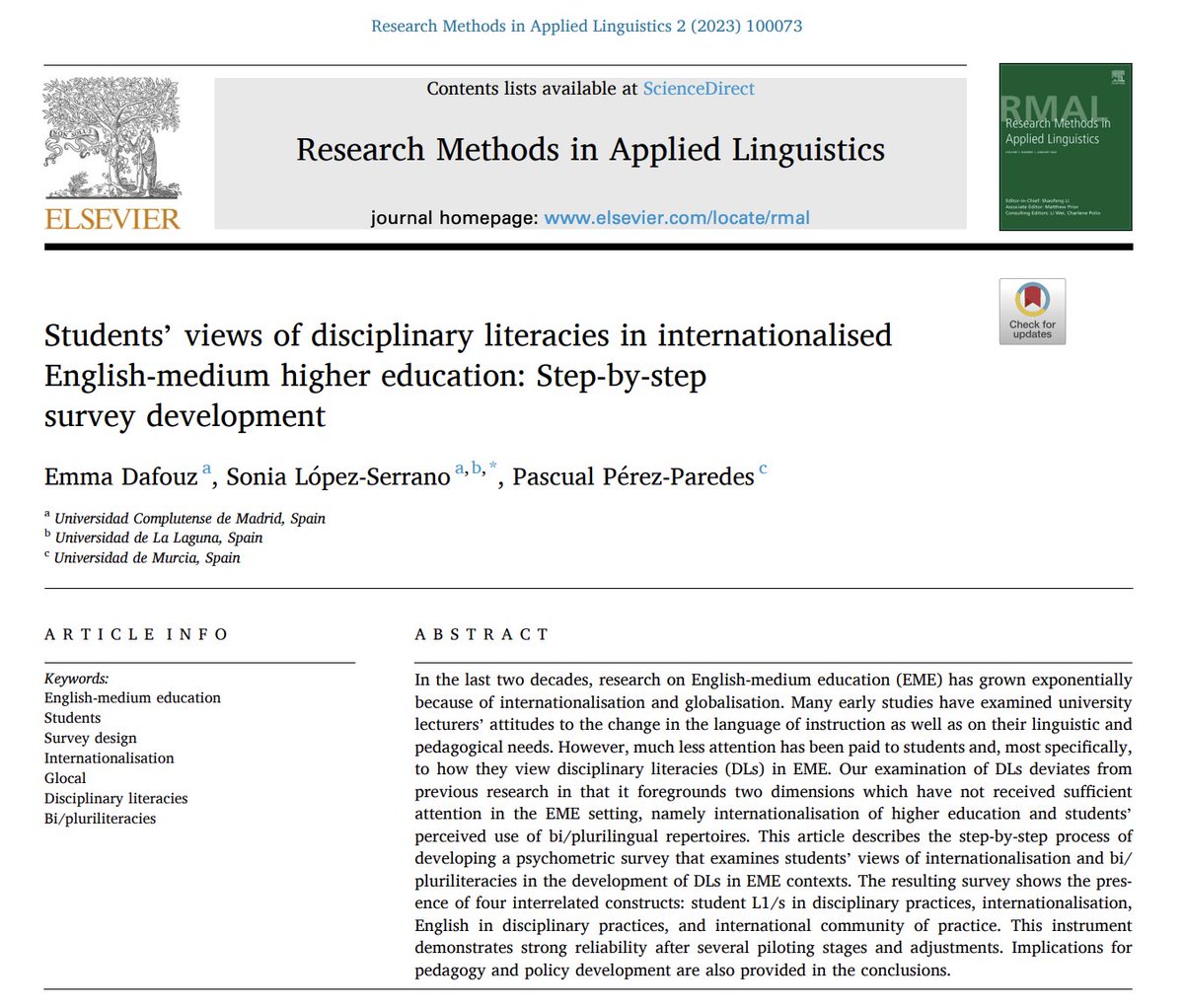 @ShiftRProject will be looking today @Aesla2024 @aesla_twit  at students' disciplinary literacies trajectories in English-medium Business programs. Check out our open access paper and download the survey here sciencedirect.com/science/articl… #appliedlinguistics