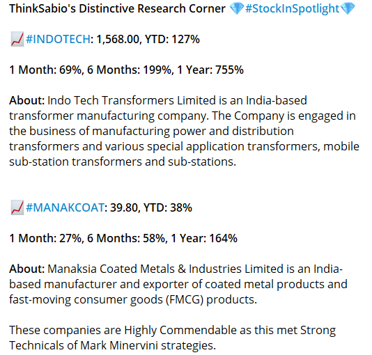 ThinkSabio's Distinctive Research Corner-Stock In Spotlight:
#INDOTECH #MANAKCOAT
Please Explore Our Report Here:
thinksabio.in/reports?report…...
#MarkMinerviniStrategy #StockWatch #ThinkSabioIndia #IndianStockMarketLive #Investing #EquityTrading #StockMarketInvestments