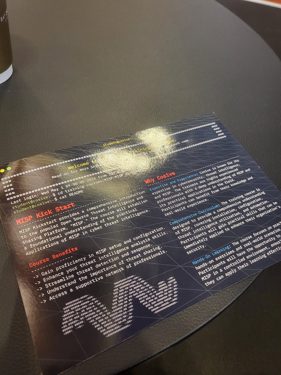 Squatting at the bugcrowd stand at #BHASIA with my discount giant postcards with our @cosive #MISP training info. Launching shortly, so come grab a discount code for 50% off!