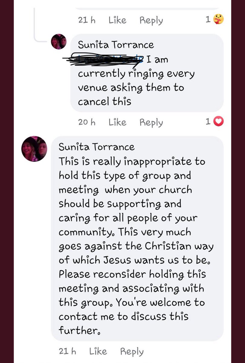 Sunita Torrance, who is the female CoCo character of the drag queen duo who read to kids in libraries, is trying to pressure venues booked by the Let Kids be Kids current road tour of the South Island into cancelling their bookings. She seems to think Jesus would approve  😳