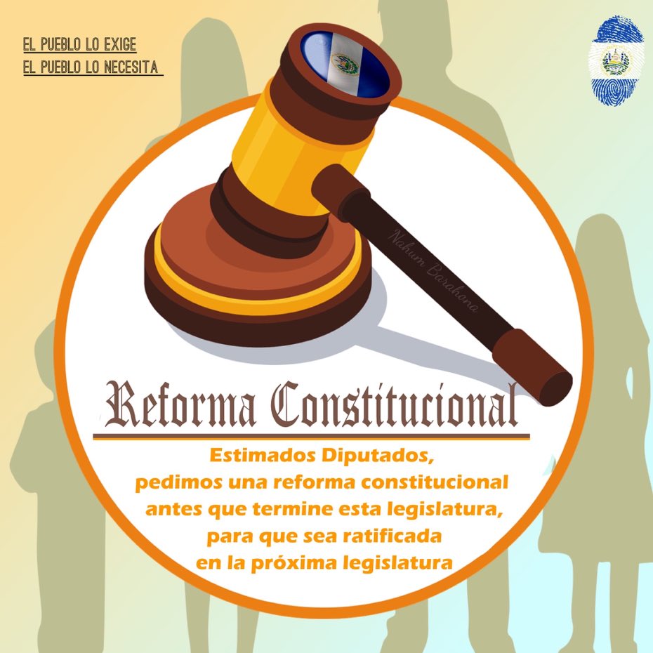 Cuenta regresiva! Estamos a pocos dias de hacer realidad la REFORMA CONSTITUCIONAL que pedimos a gritos los SALVADOREÑOS. Hemos puesto la confianza en Ustedes, No fallen a las personas que les dimos nuestro voto.