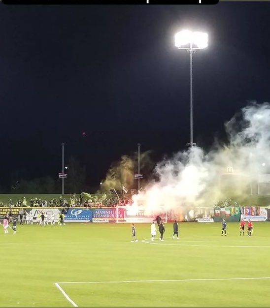 walkin90pod's tweet photo. Omaha fans breaking out the special smoke after winning in PKs tonight 👀👀👀

🔥🔥🔥 https://t.co/8cWgFjnDLa