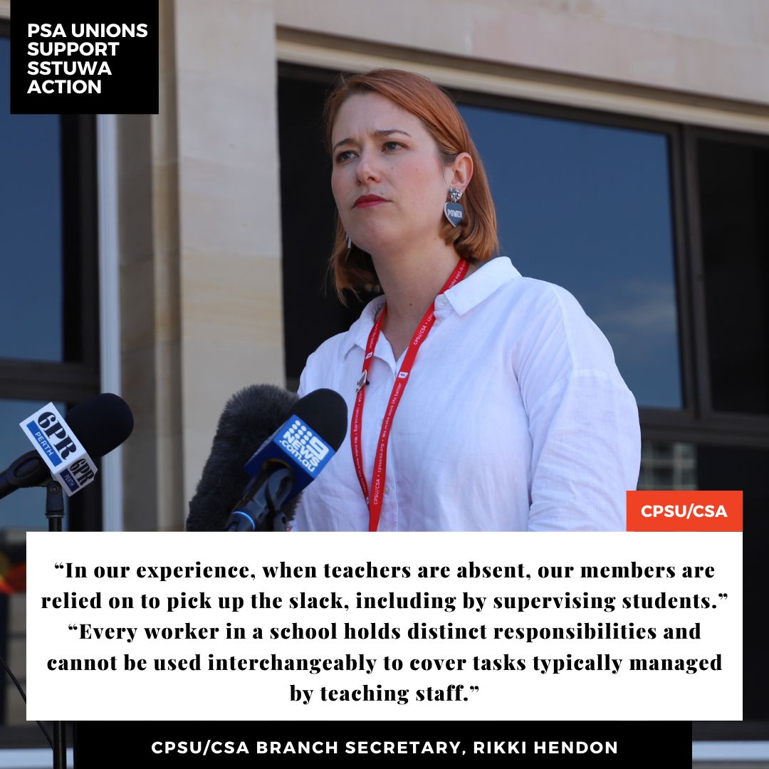 Leaders of WA public schools have been notified they should not expect to fall back on education assistants or other support staff to supervise students while teachers are out on strike next week. Full Article: thewest.com.au/news/education… #FixEd #PublicSectorAlliance