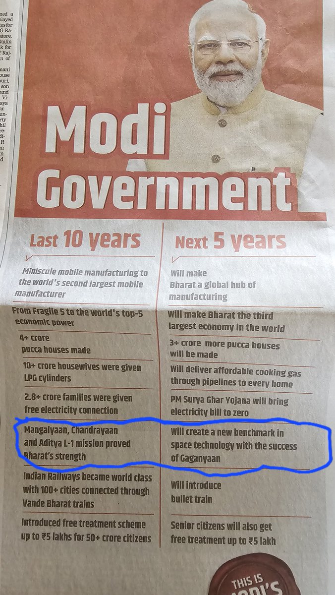 Mangalyaan, Chandrayaan, Aditya-L1 and next Gaganyaan.... 

At this rate, the 2029 #LokSabhaElections will be fought from #space 
#india #politics #Modi #isro #science #Tech