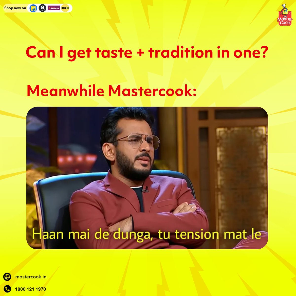 Why Fear when Mastercook is here?😙😎 Taste + Tradition + Nominal Pricing, We got you covered!✨ Check out the link in our bio and claim your discount now. #mastercook #SavingsAlert #discountedprice #foryoü #sharktank #amangupta #sharks #SharkTankIndia