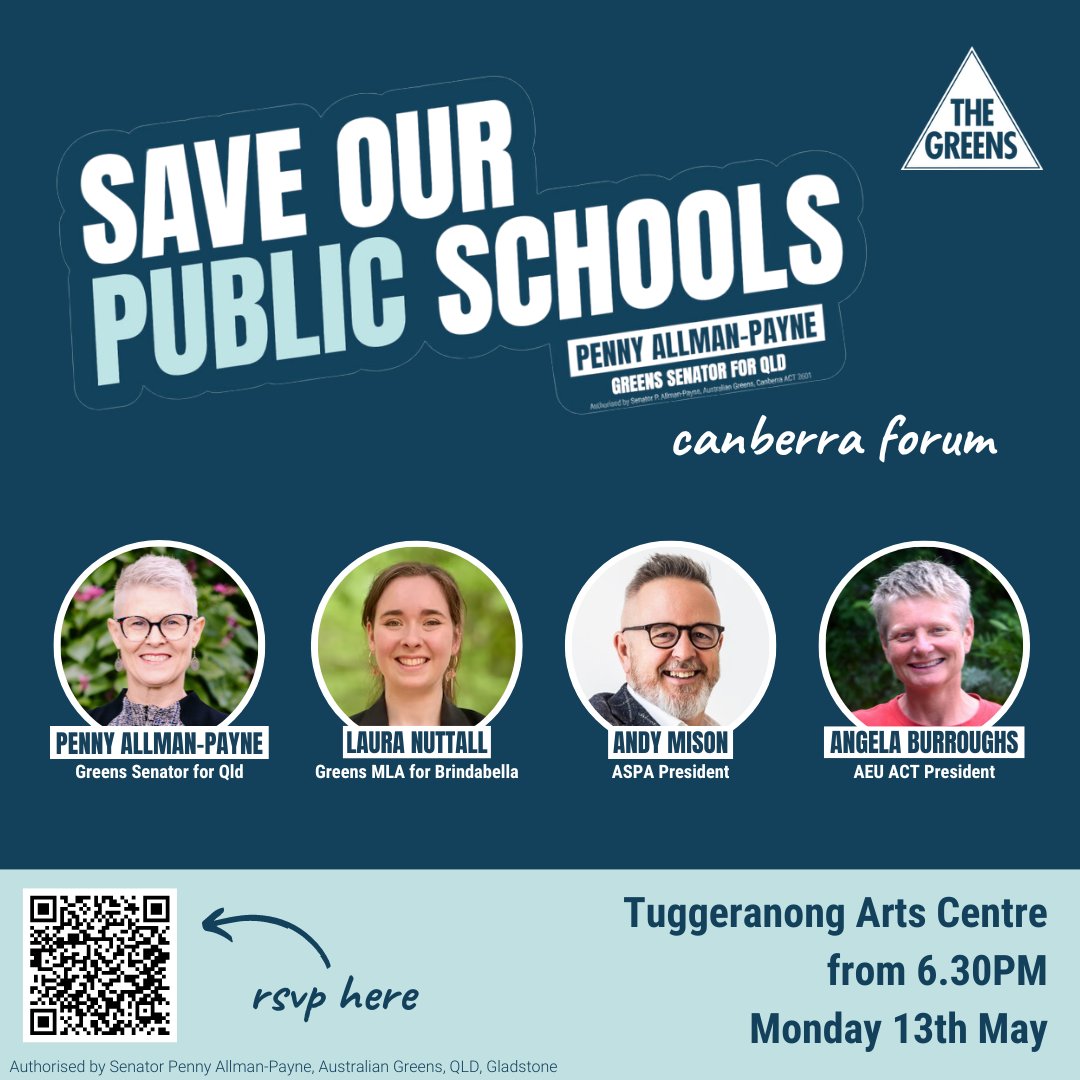 If you're in Canberra on May 13 come and join us for this conversation about the future of our fantastic public schools! @ASPALeaders @senatorpennyqld
