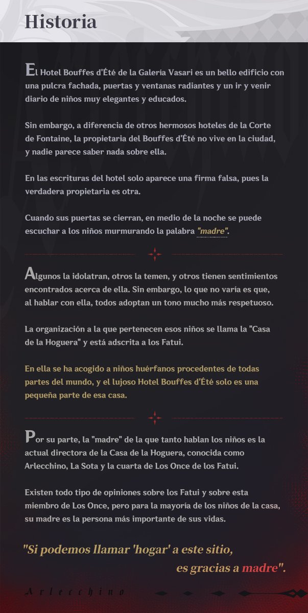 genshinimpactes's tweet photo. "Te recomiendo que no me mires fijamente a los ojos. Puede que no te agrade lo que veas..." - Arlecchino, "la Portadora Lunaciaga"

Para más detalles >>>
https://t.co/sFwUa2LFiY

#GenshinImpact4ꓸ6
#GenshinImpact
#Arlecchino https://t.co/jKnsB6ukMG