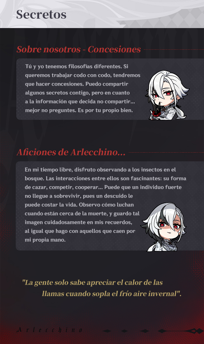 genshinimpactes's tweet photo. "Te recomiendo que no me mires fijamente a los ojos. Puede que no te agrade lo que veas..." - Arlecchino, "la Portadora Lunaciaga"

Para más detalles >>>
https://t.co/sFwUa2LFiY

#GenshinImpact4ꓸ6
#GenshinImpact
#Arlecchino https://t.co/jKnsB6ukMG