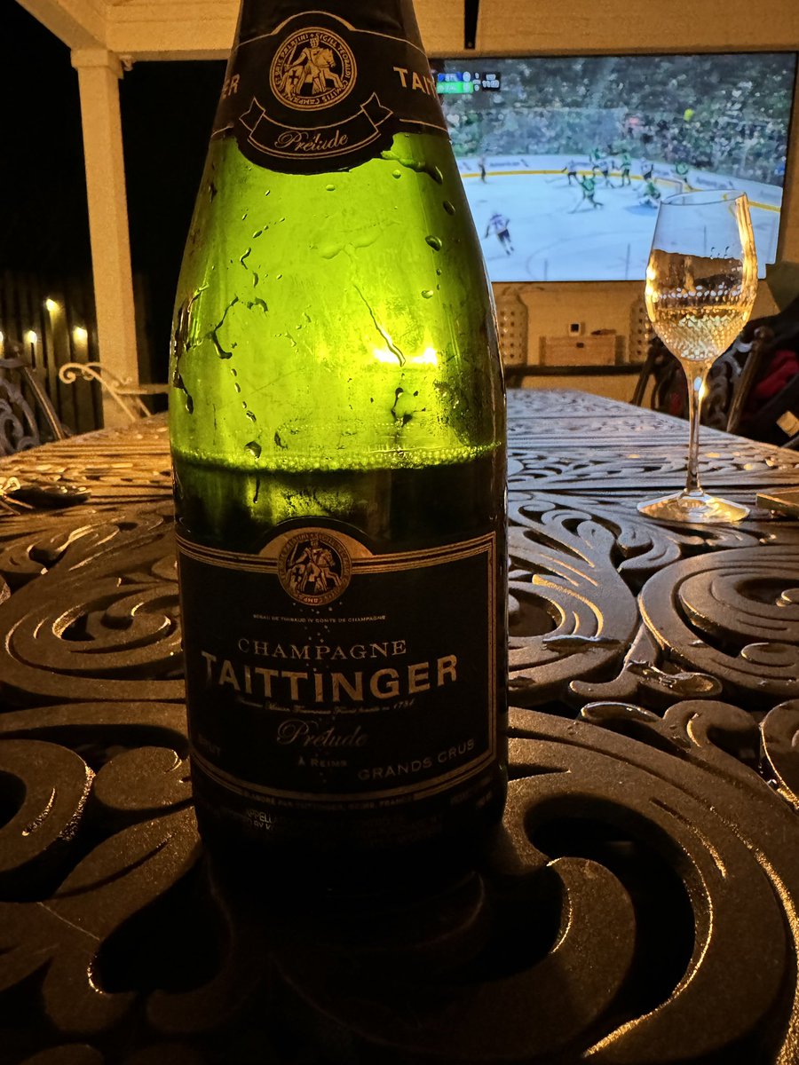 Dinner - then patio - on such an amazing night in St. Louis. Not ready for hot - so gotta enjoy every nice night. This Champagne is really nice! NJ Sauv is always good!