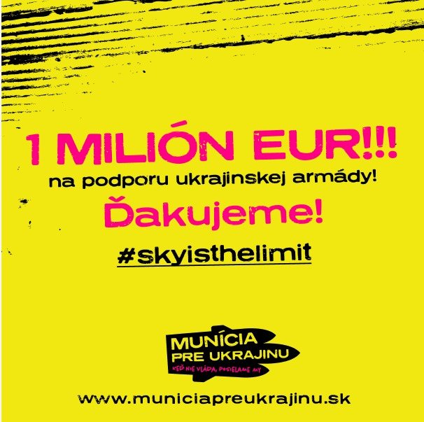 Díky, Slováci. Jste neuvěřitelní.
#skyisthelimit,
#SlavaUkraïni