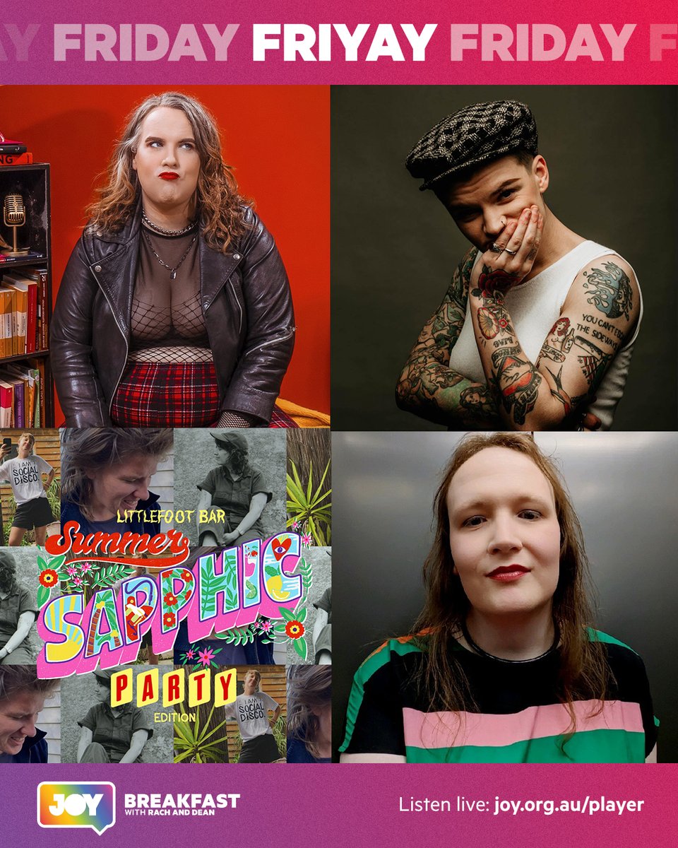 FriYAY morning on @JOY949, comedian @annapiperscott  joins me + a Live Lounge with Georgia Rodgers, looking after yourself online with Trianna & making spaces for queer women with Lianna from Sapphic Summer.

All this and more from 7-9am.
#JOYBreakfast 
#JOY30