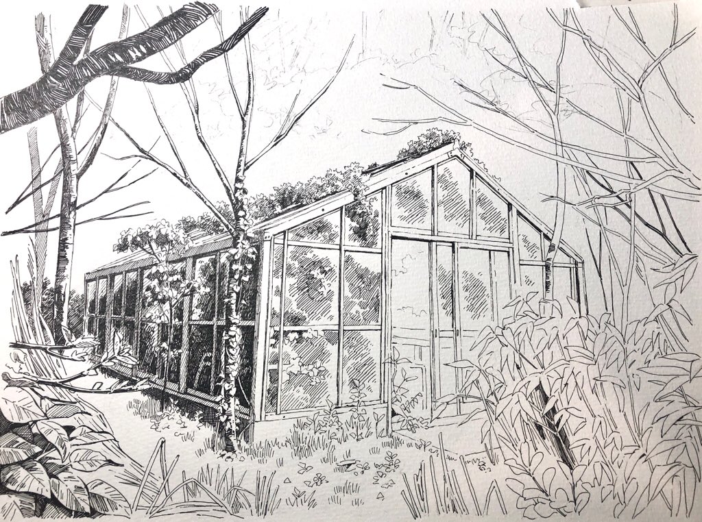 ペン画ひさびさなのと自然物が難しいので途中で迷子になった感(絵がうまくなりたい) 