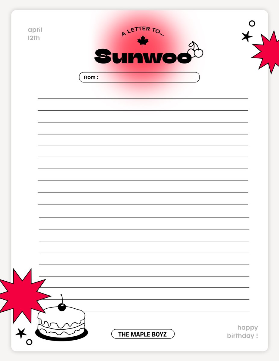 THEMAPLEBOYZ's tweet photo. 🌸Ready, Set, Bloom 🌸

Don't forget to submit/write your letters to  Sunwoo &amp; Chanhee today!

Deadline: April 26, 11:59PM EST

Submission: https://t.co/oPd4FjMZHQ

Letter Template: https://t.co/ZdIZUukJJV 

#THEBOYZ #SUNWOO #NEW #CHANHEE 
#더보이즈 #선우 #뉴 #최찬희 #차니 https://t.co/qM8mzAtgnn