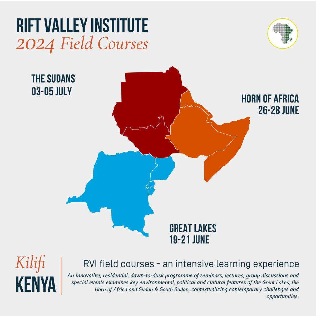 ANNOUNCEMENT | 2024 Annual Courses We're thrilled to announce the return of the Great Lakes, Horn of Africa, & Sudans annual courses. Register for an unparalleled chance to network & deepen your understanding of the region alongside peers and experts. bit.ly/2024RVICourses