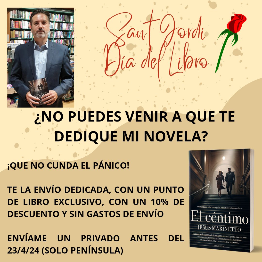SuspenseLegal's tweet photo. Pues eso, que no quiero que nadie se quede sin un ejemplar dedicado.
#SantJordi2024 #SantJordi #novela #leer https://t.co/u3zzmi3VtL