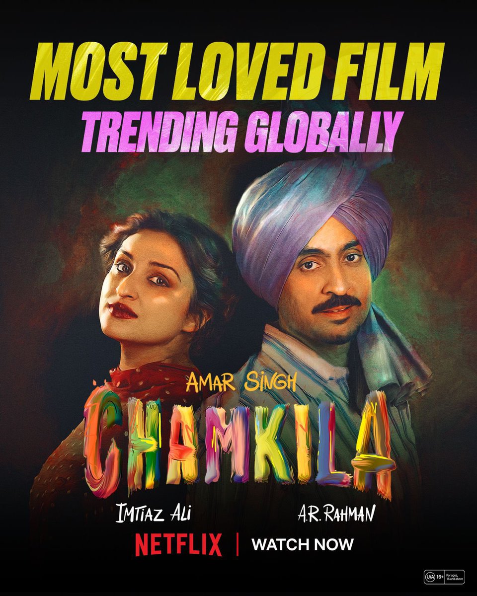 Absolutely loved watching this movie #Chamkila on Netflix amazing and heartfelt performances by @diljitdosanjh Praaji and @ParineetiChopra pari you nailed it! Hats off to the director #ImtiazAli the story telling was next level!