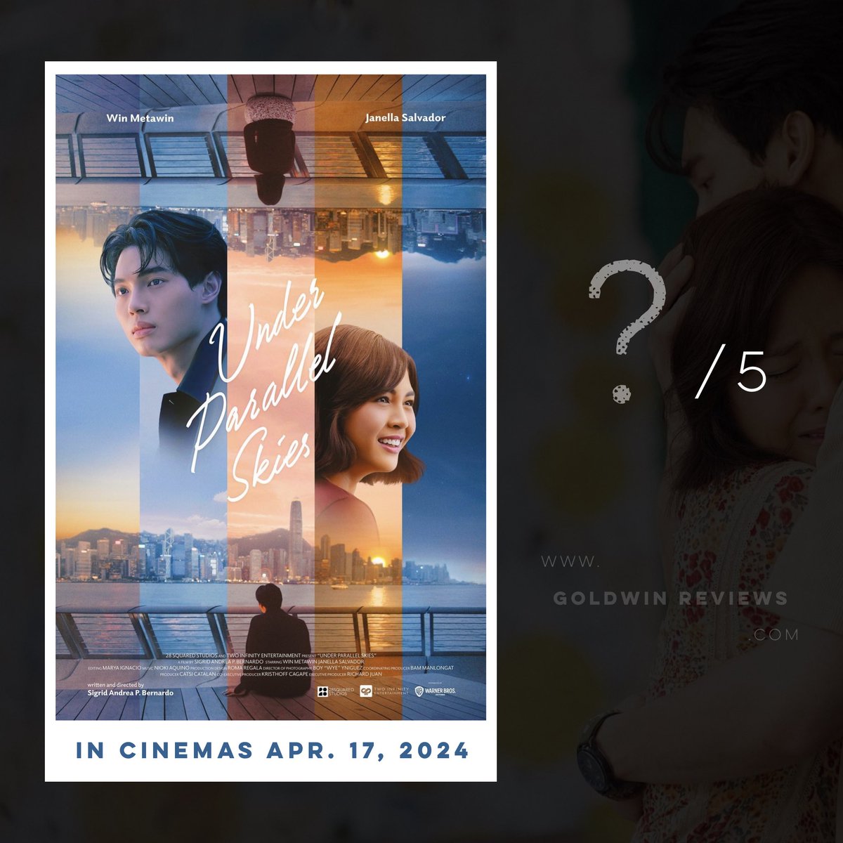 Full Movie Review will be released TODAY 7:30pm at goldwinreviews.com.

In the meantime, can you guess what’s the rating?

VOTE BELOW or go to this post then comment your rating: goldwinreviews.com/post/under-par…

#UnderParallelSkies #JanellaSalvador #WinMetawin #WinElla