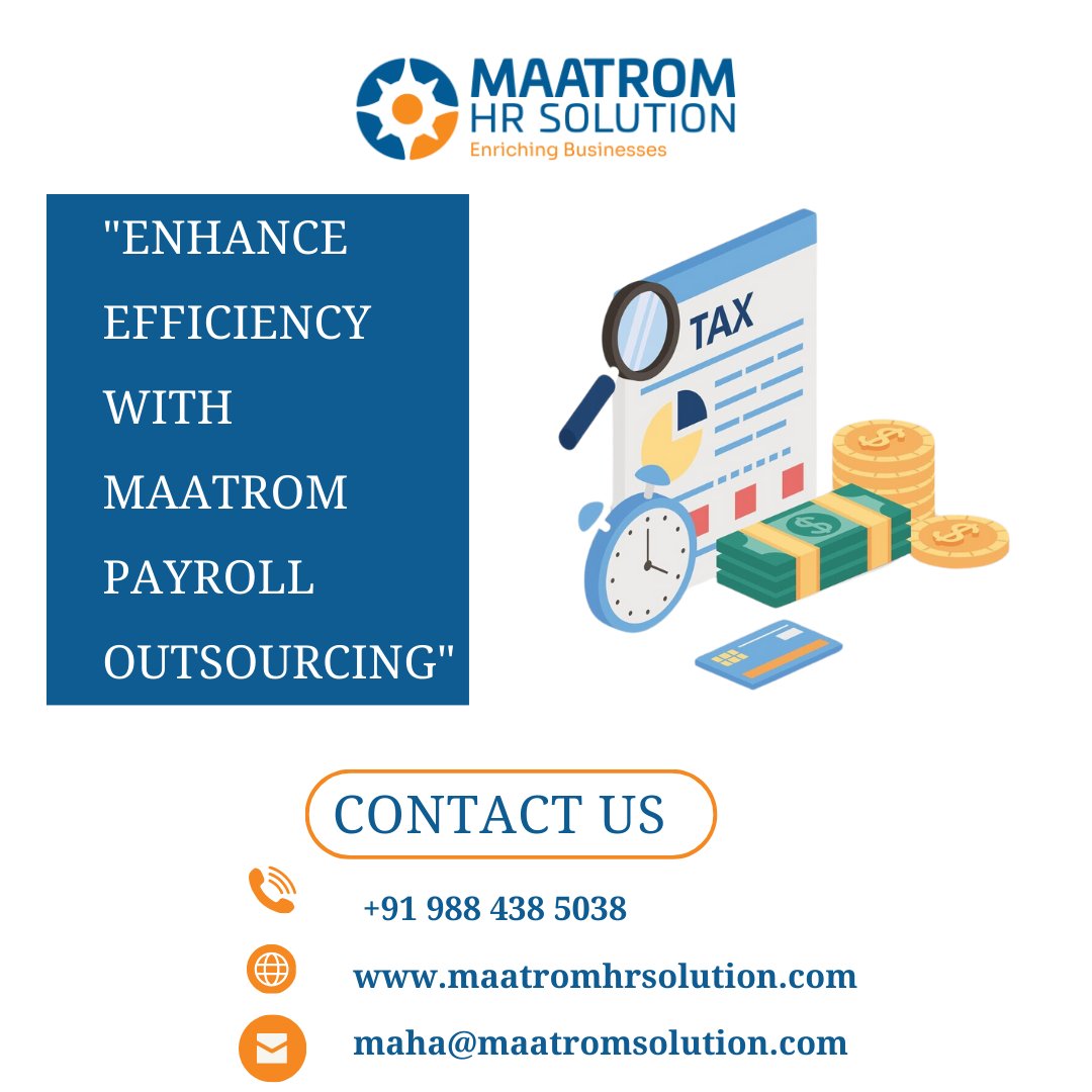 'Enhance Efficiency with Maatrom Payroll Outsourcing.'

#payroll #payrolloutsourcing #payrollservices #payrollmanagement #globalrecruitmentservices #staffingservices #hrservices                     

Mahalakshmi Ambuli 9884385038
maatromhrsolution.com/payroll-outsou…