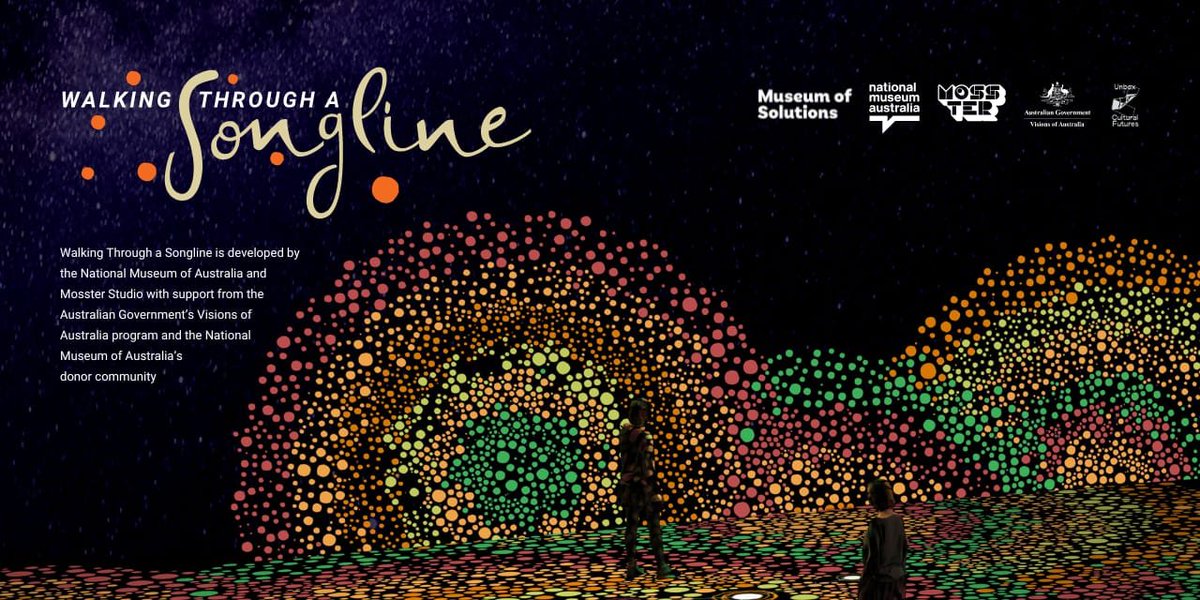 🇦🇺 & 🇮🇳 are joining 🤝 to showcase #FirstNations #art using cutting-edge #tech, kicking off the 🇮🇳 tour of #WalkingThroughaSongline in #Mumbai! Immerse yourself in a multisensory display of light & sound at #WTAS, a digital immersive art exhibit at @musomumbai from 20 April!