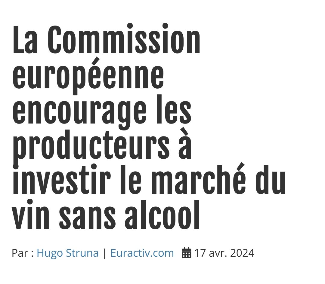 L'UE veut du vin sans alcool et va donc couler les vignerons français car ruiner les agriculteurs c'est pas suffisant. euractiv.fr/section/agricu…