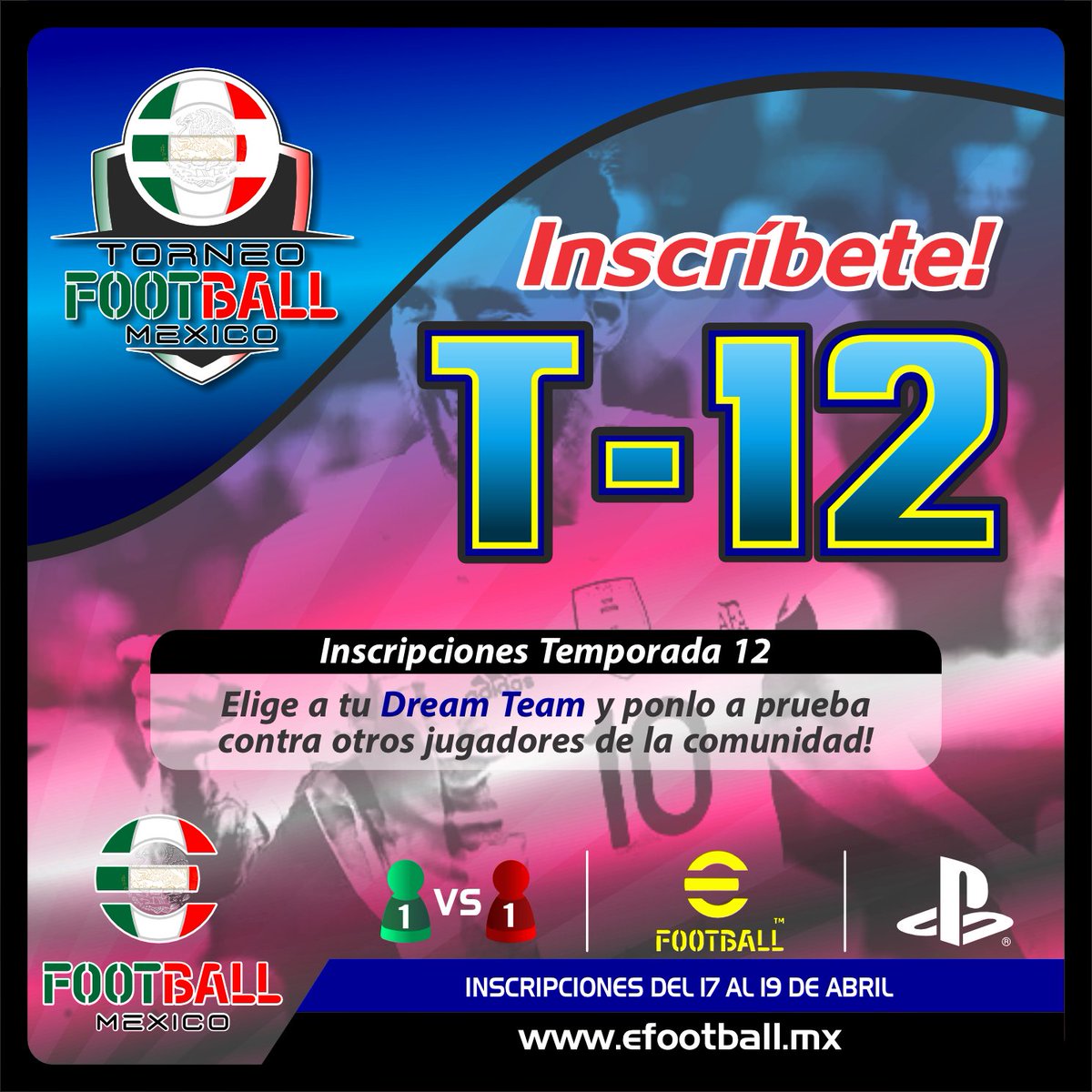 INSCRIPCIONES ABIERTAS
LIGA DREAM TEAM TEMPORADA 12

Elige a tu Dream Team y ponlo a prueba contra otros jugadores de la comunidad!

INFORMES: efootball.mx/index.php/tef-…