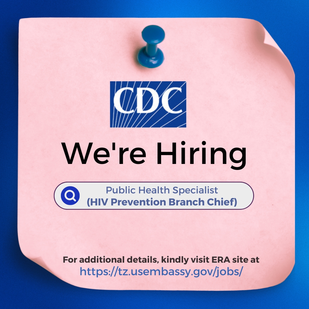 Vacancy Announcement for the position of HIV Prevention Branch Chief. To apply click the link 👉bit.ly/36QUjeh