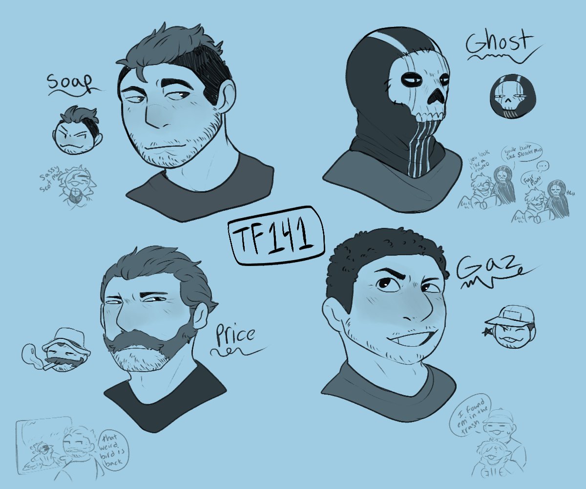 I'm a kinda nervous to post this, but this is my first time drawing TF141 and I hope their good!! It was fun drawing them! 

#JohnSoapMacTavish #SimonGhostRiley #JohnPrice #kylegazgarrick #CoDFanart