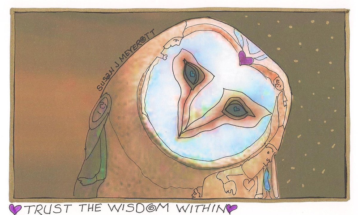 There is a Wise One within us all. . #Wisdom #strength #awareness #mindfulness #ThinkBIGSundayWithMarsha #courage #KnowThyself #Quote @JETAR9 . Art by Susan Meyer Trust the Wisdom Within
