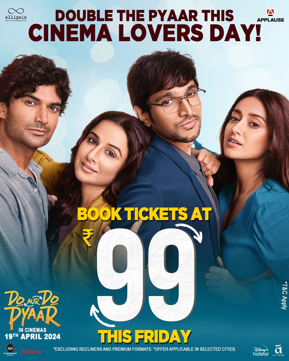 It's a steal. Loads of fun, emotions and music, for just Rs. 99/- on Friday 19th April. #DoAurDoPyaar