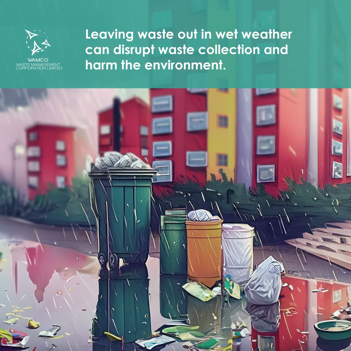Proper waste disposal is vital during rain to prevent pollution & road hazards. Secure your waste & dispose of trash responsibly. #WAMCO #Thimaageveshi_Saafuveshi