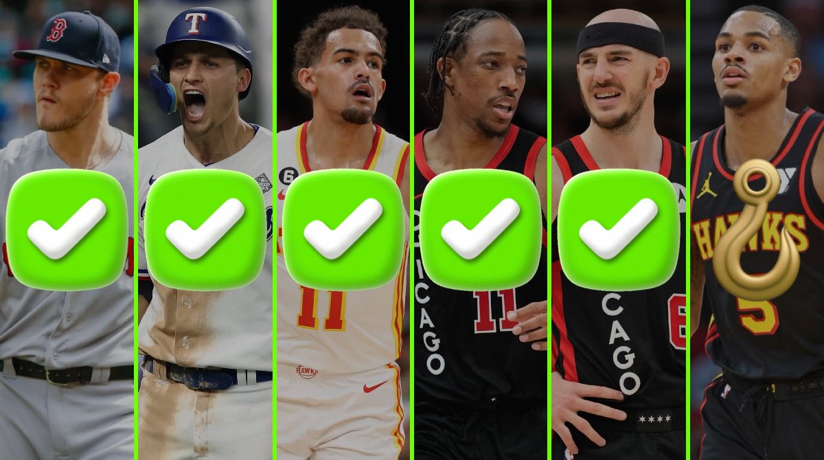 $100 to FIVE people who LIKE+RT 💚🔄💰 (must be following)

We go 5-1 across the NBA &amp; MLB today! 🔥 (+7.5u) 💹

Tanner Houck "U" Walks Allowed ✅
Corey Seager "O" 1.5 H+R+RBIs ✅
Trae Young "U" 3.5 Rebounds ✅
DeMar DeRozan "U" 36.5 PA ✅
Alex Caruso "U" 10.5 RA ✅
Dejounte