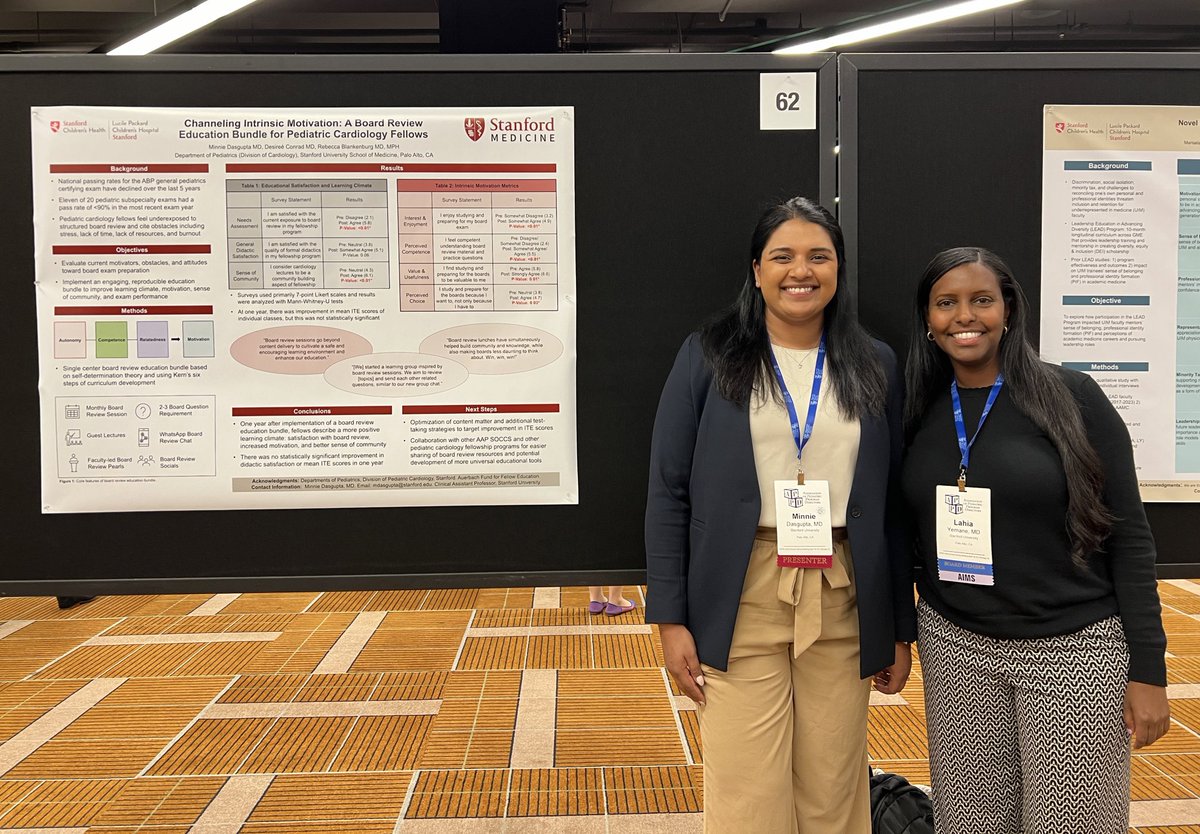So fun to have my poster next to Minnie who was in my first @stanfordpedsres APD advising class! She did residency, chief year, cardiology fellowship, and is now @StanfordPeds faculty, which means I have been an APD for 8 years! I love #MedEd ❤️ #APPDSpring2024