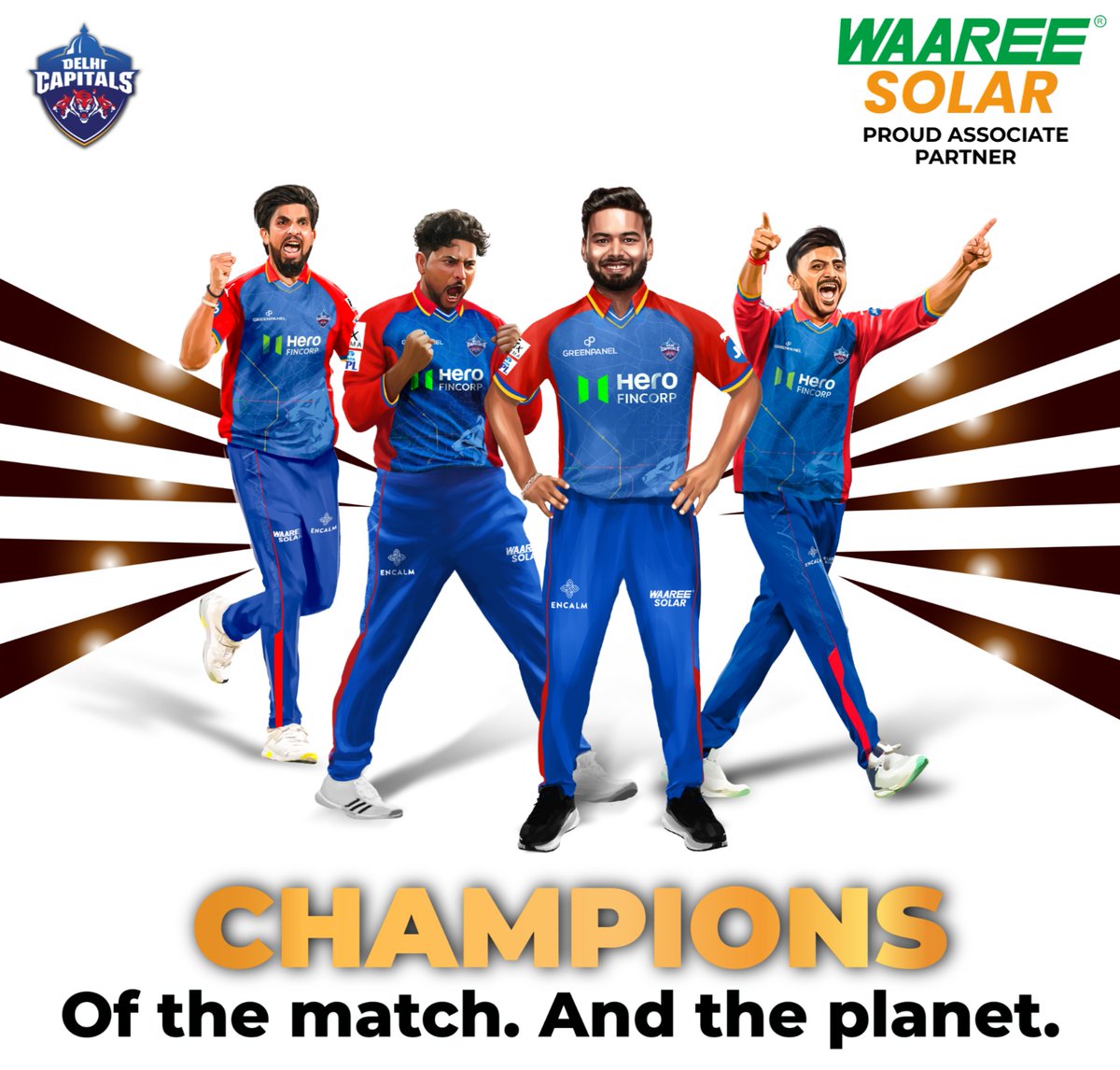🏆Sustainable champions on the field! Powering performance with solar energy. Waaree Solar's green solutions drive Delhi Capitals' winning streak. Choosing renewable power is a victory for your wallet and the planet. #WaareeSolar #DelhiCapitals #IPL2024 #PoweringPerformance
