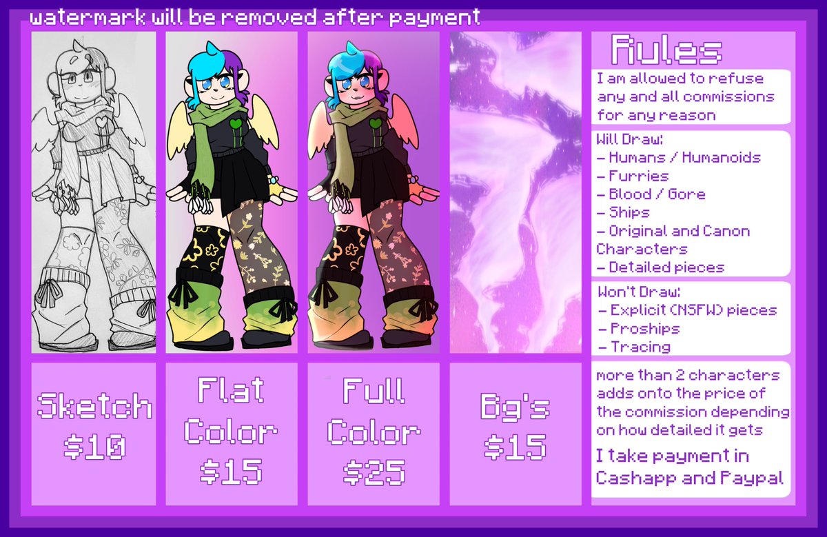 Av1TheB1rd's tweet photo. A thread on my commissions ??
1/3
This is just my basic art commissions page :) https://t.co/VRuFVumkgN